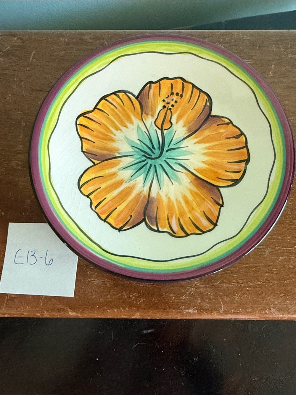 Hibiscus Pattern Appetizer Plate by Clay Art - Picture 2 of 3